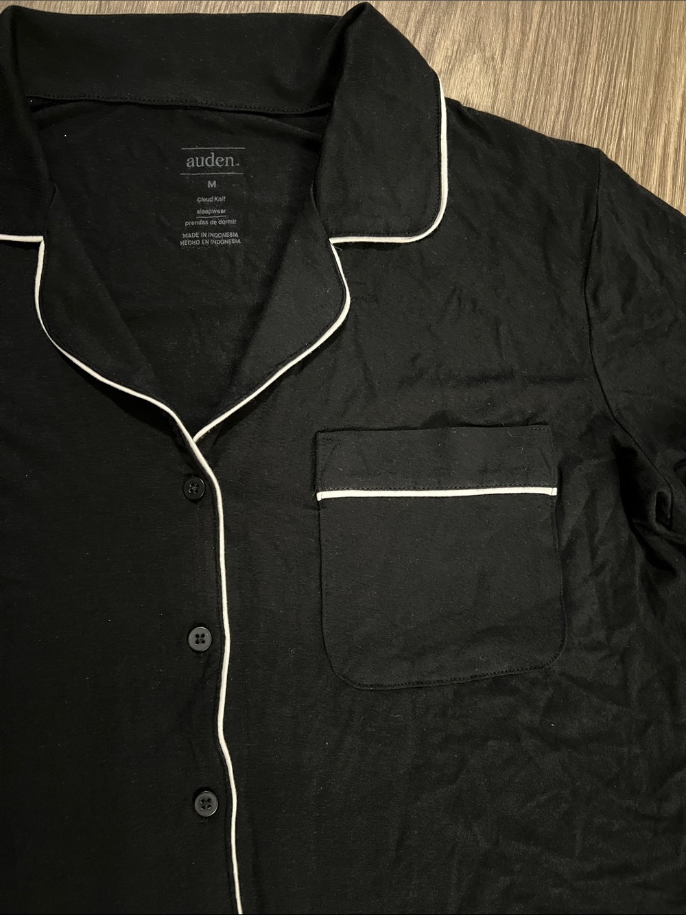 NWT- AUDEN Cloud-Knit Black Short Sleeve Pajama Shirt Sleepwear - Picture 3 of 10